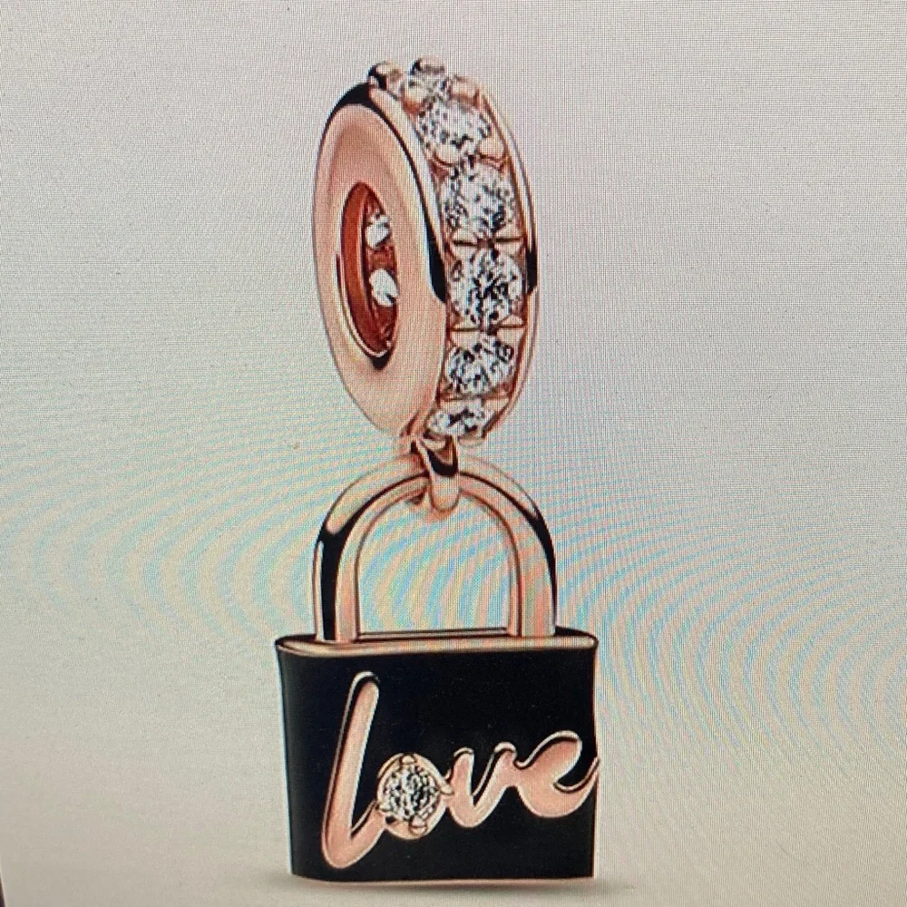 Pandora Rose Gold and Black Love Padlock Charm